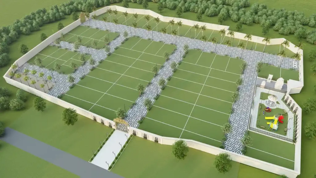 Premium villas layout with spacious plots, wide roads, and gated community design