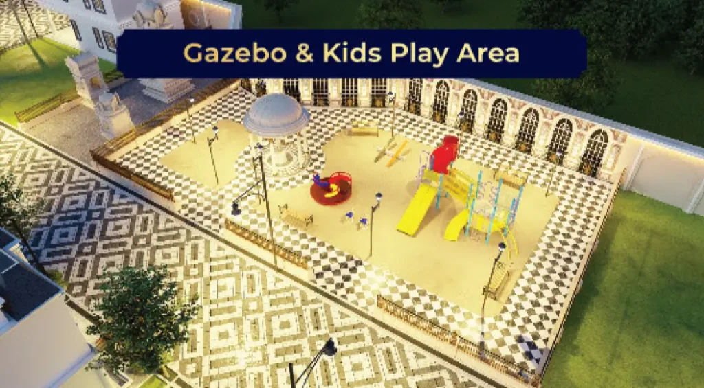 Gazebo and kids play area within plots in Kundrathur community